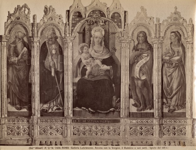 Alinari, Fratelli — Roma - Galleria Lateranense. Ancona con la Vergine, il Bambino e vari santi. (Ignoto del 1481). — insieme